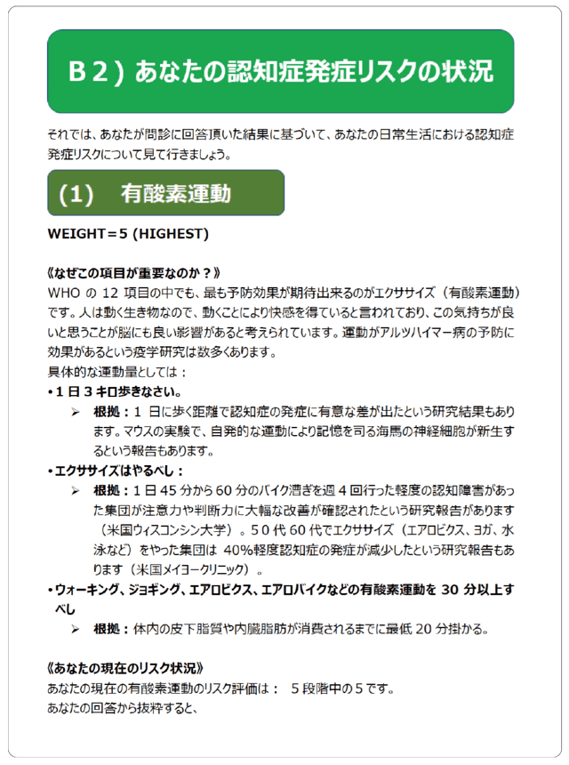 【項目ごとのリスク状況、改善余地アドバイスなど】